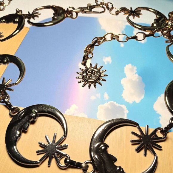 Womens Belt Gold Tone Lunar Crescent Moon Star Celestial Adjustable Plus Size 2X main image 8